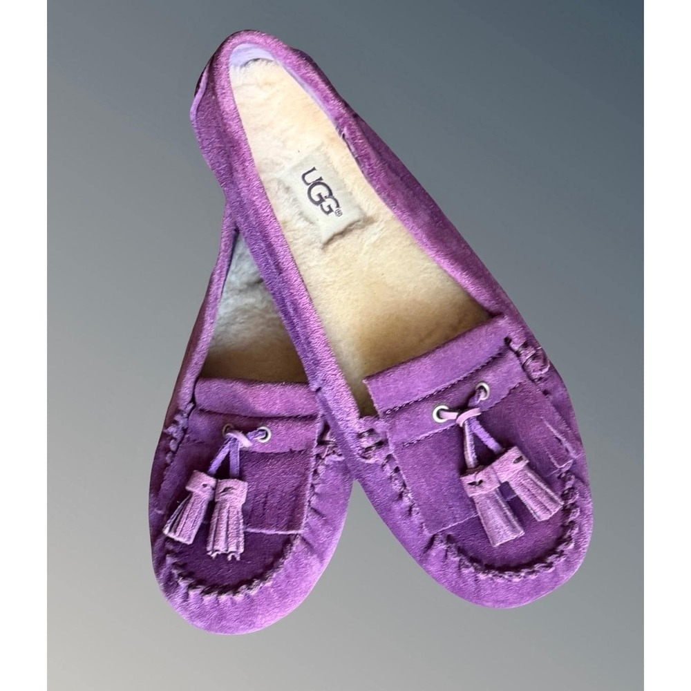 UGG Milana Purple Suede Tassel Kiltie Loafers Moccasins 1005475 Womens 7
